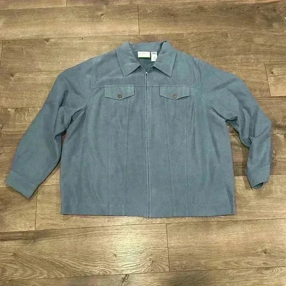 Alfred Dunner Women’s Blue Zip-Front Jacket - Size 18W - Picture 1 of 4